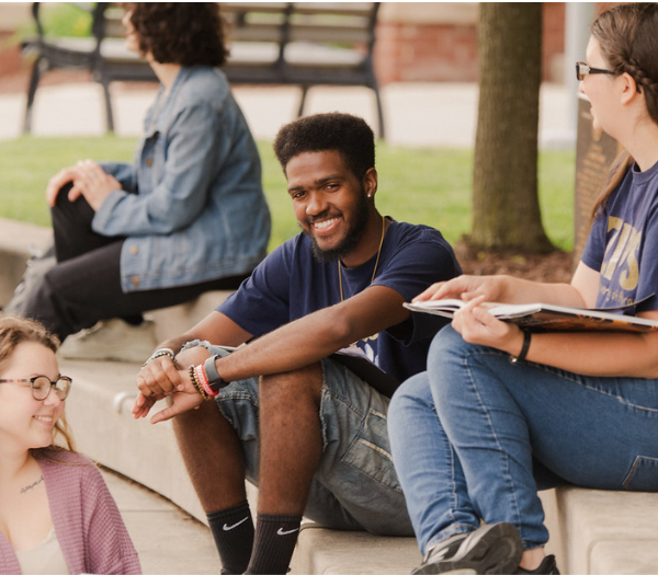 students in courtyard.